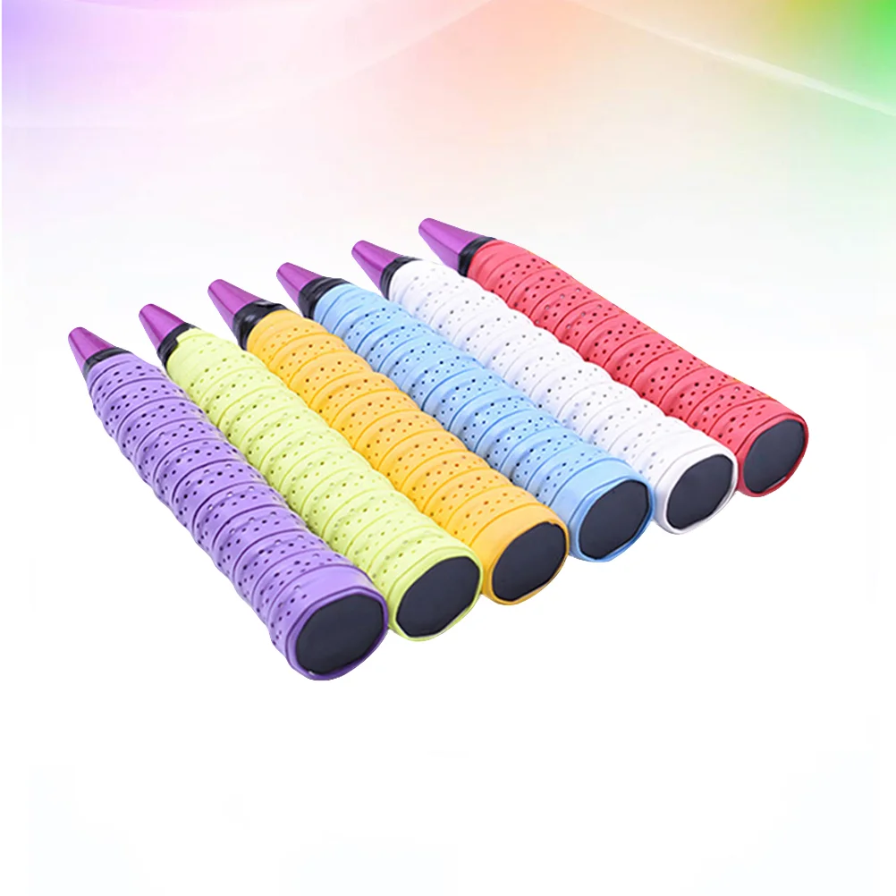 

6pcs Anti-slip Breathable Over Grip Sweatband Tennis Overgrips Tape Badminton Racket Grips Sweatband (Random Color)