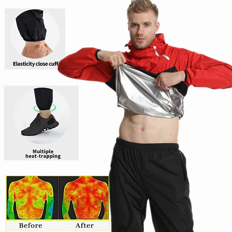 

Sports Sweat Jackets Silver Coated Heat Increasing Sweat Windproof Quick Drying Fitness Suit Yoga Running Outdoor Hooded Coats