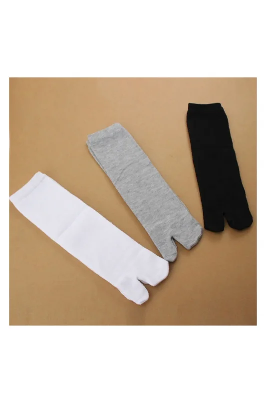 

Hot kf-3 Pairs Japanese Kimono Flip Flop Sandal Split Toe Tabi Ninja Geta Zori Socks White+Black+Grey