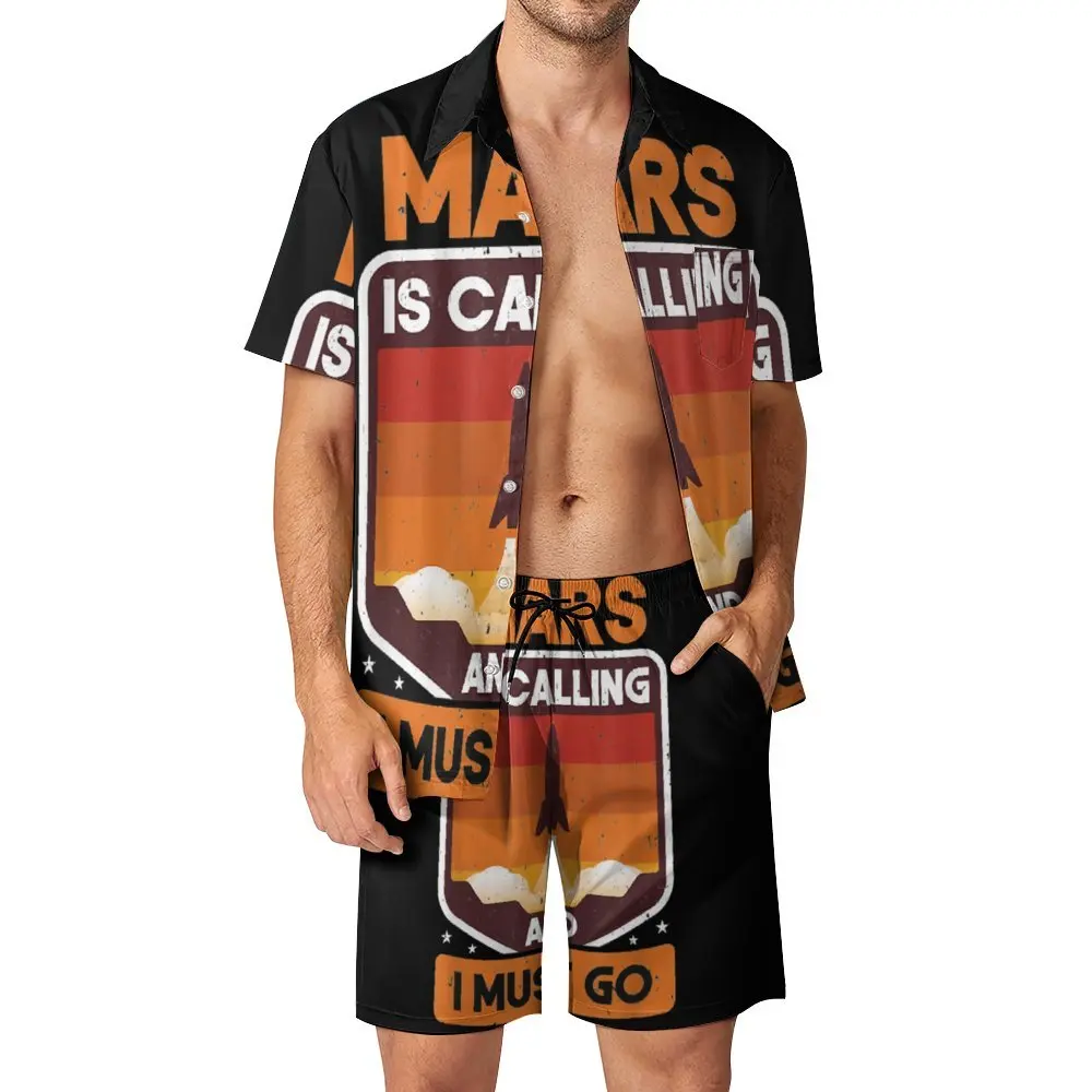 

2 Pieces Pantdress Occupy Mars 2020 Planet Martian Mars Is Calling High Grade Men's Beach Suit Graphic Running Eur Size