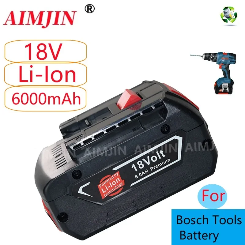 Bat610G + Al1820Cv Per Bosch Professional 18V 6.0Ah Sostituzione Batteria Agli Ioni Di Litio Con Led E Per Caricabatterie Rapido Bosch 14.4V-18V