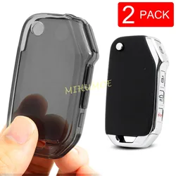 Sleek Transparent Car Key Fob Case with Keychain Protector (2x Key Case (Black))