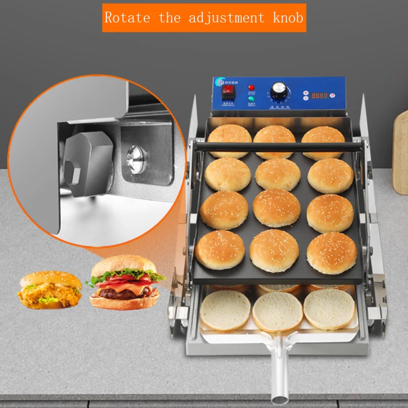 Hamburger Machine Commercial Small Fully Automatic Baking Machine Bread Embryo Heating Furnace Fried Chicken Burger Shop Equipme