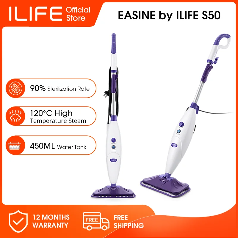 EASINE by ILIFE S50 Wired Steam Mop,  Cleaning Household Tool, Volume 23g/Min, 10 Levels Adjustable
