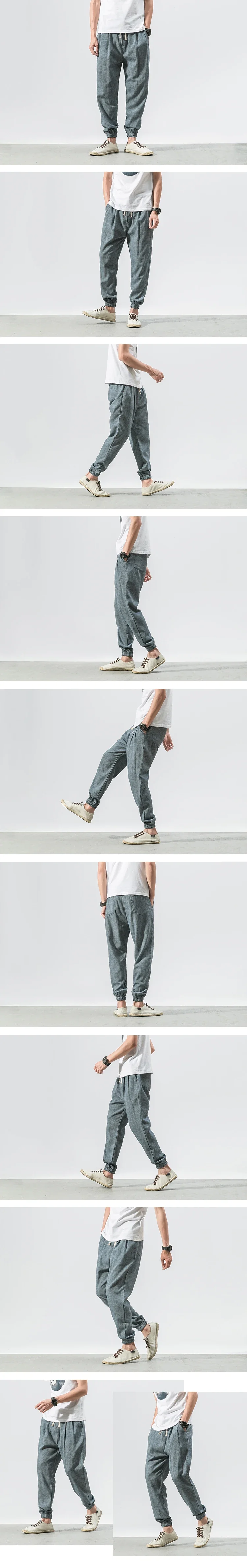 2024 Men's Summer Casual Elastic Waist Chinese Bloomers Harajuku Solid Color All-match Trousers Jogging Pants