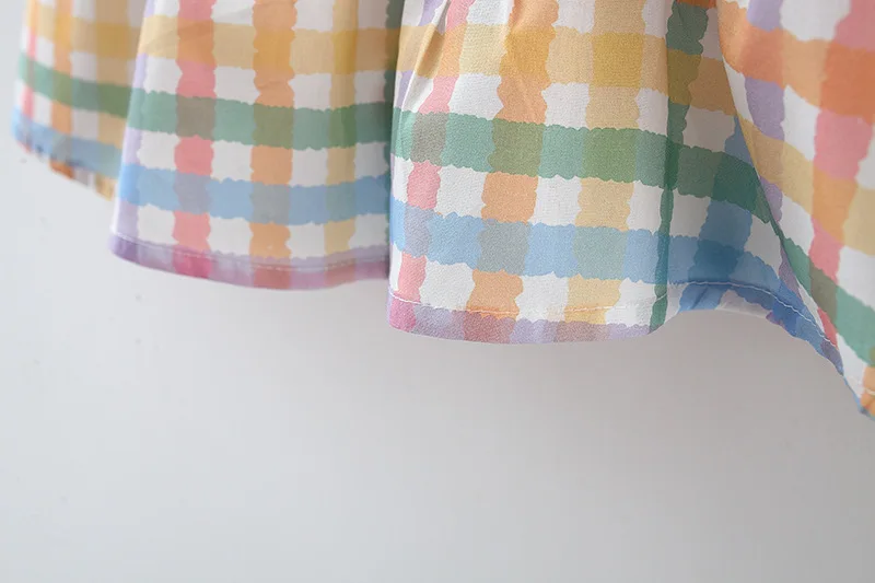 Sommer Neues süßes buntes kariertes Baby-Mädchenkleid, weißer Kragen, ärmellose Kinderkleidung (9 Monate – 3 Jahre alt) – Detail 8