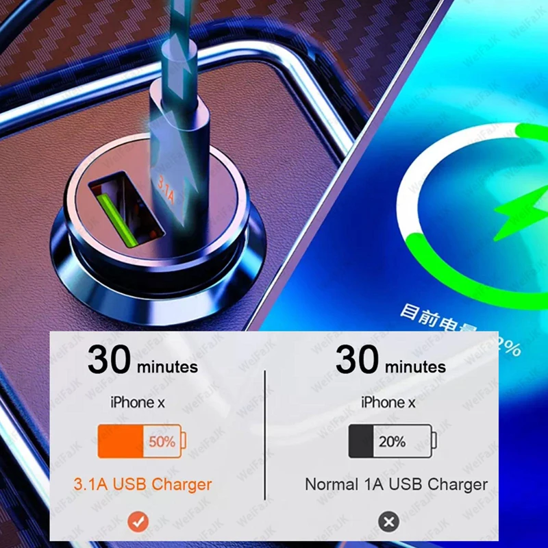 Car Phone Charger PD 45W USB Quick Charge 4.0 3.0 FCP SCP Type C For Xiaomi iPhone 11 12 13 14 Pro Max