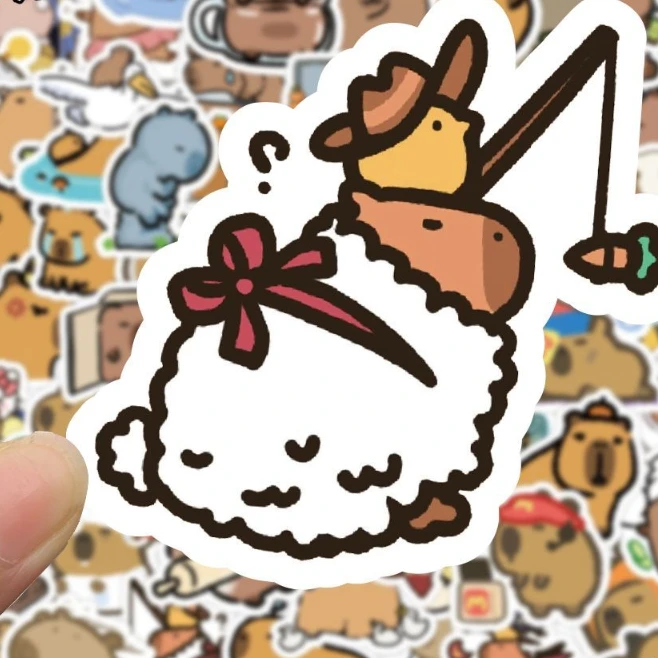 Cartoon Cute Capybara Stickers 10/30/50/100Pcs Waterproof Wall Stickers