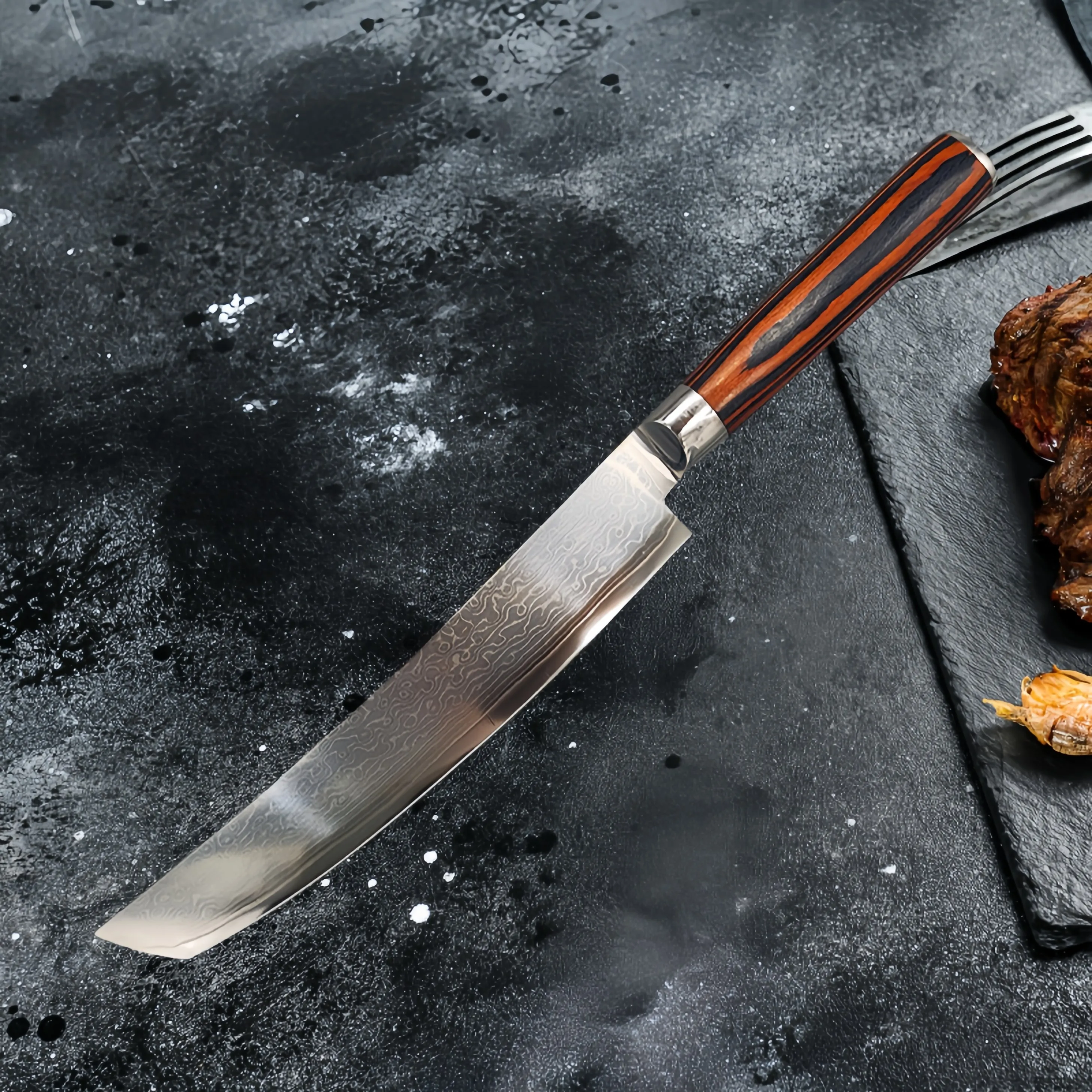 67-Lagiges Damaszener Stahl Japanisches Kochmesser, Einteilig Geschmiedet, Langlebig Scharf, Fisch-Sushi-Schneidemesser, Filetiermesser, Koch- und Schneidewerkzeuge – Detail 7