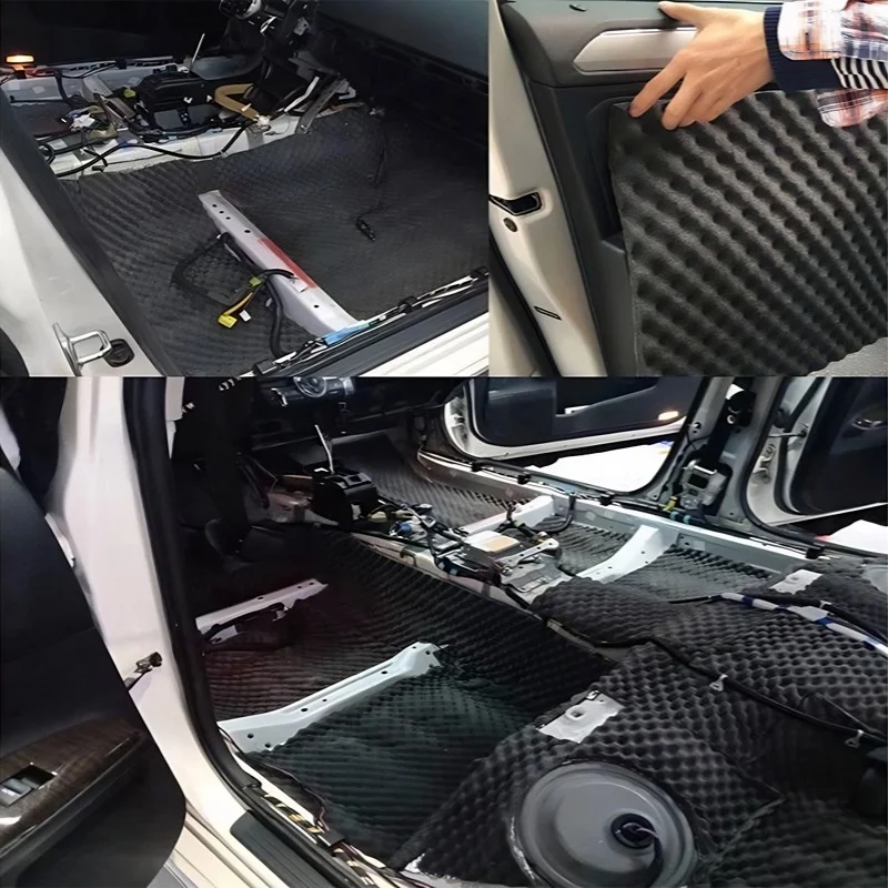 Car Self Adhesive Sound Proof Foam 200/50cm Wavy Rubber Foam Cotton Acoustic Soundproof Insulation Mat Office Car Accessories