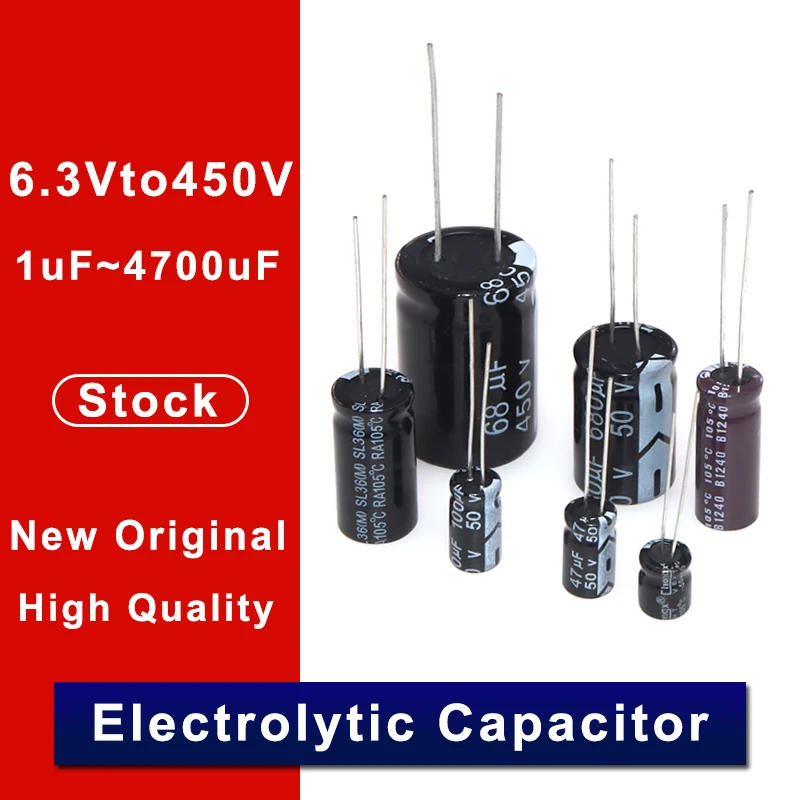 

50V 0.1uF 0.22uF 0.33uF 0.47uF 1uF 2.2uF 3.3uF 4.7uF 6.8uF Electrolytic Capacitor 10uF 22uF 33uF 47uF 100uF 220uF