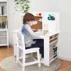 Kids Study Desk and Chair Set with Storage - White Learning Table with Bookshelf and Cabinets for Boys and Girls Ages 3-8 2