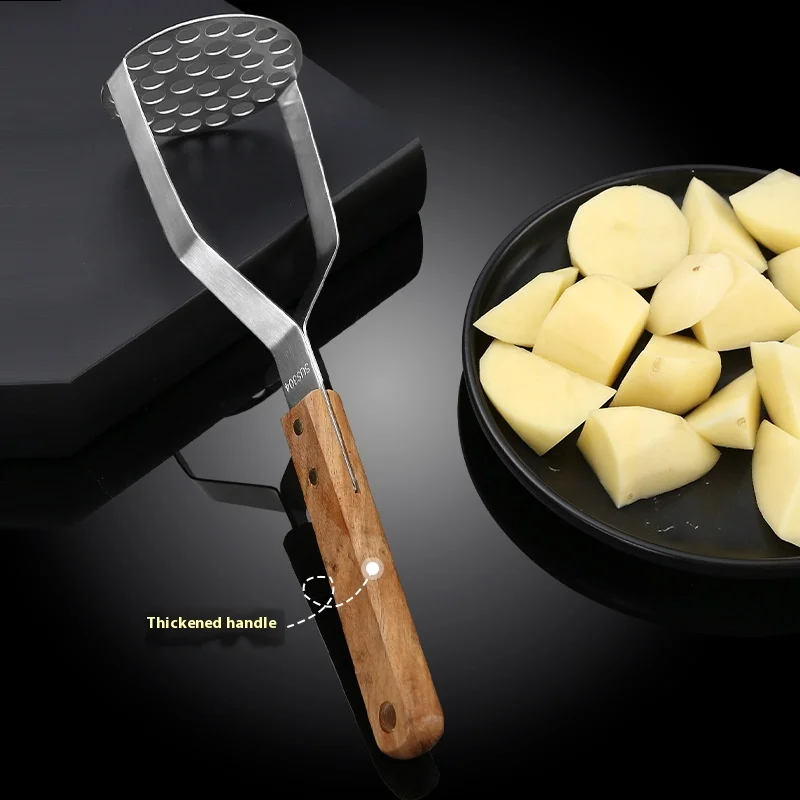 Potato Masher Masher Crush Rod 304 Stainless Steel Solid Wood Handle Household Kitchen Mashing Small Tool Kitchen Tools