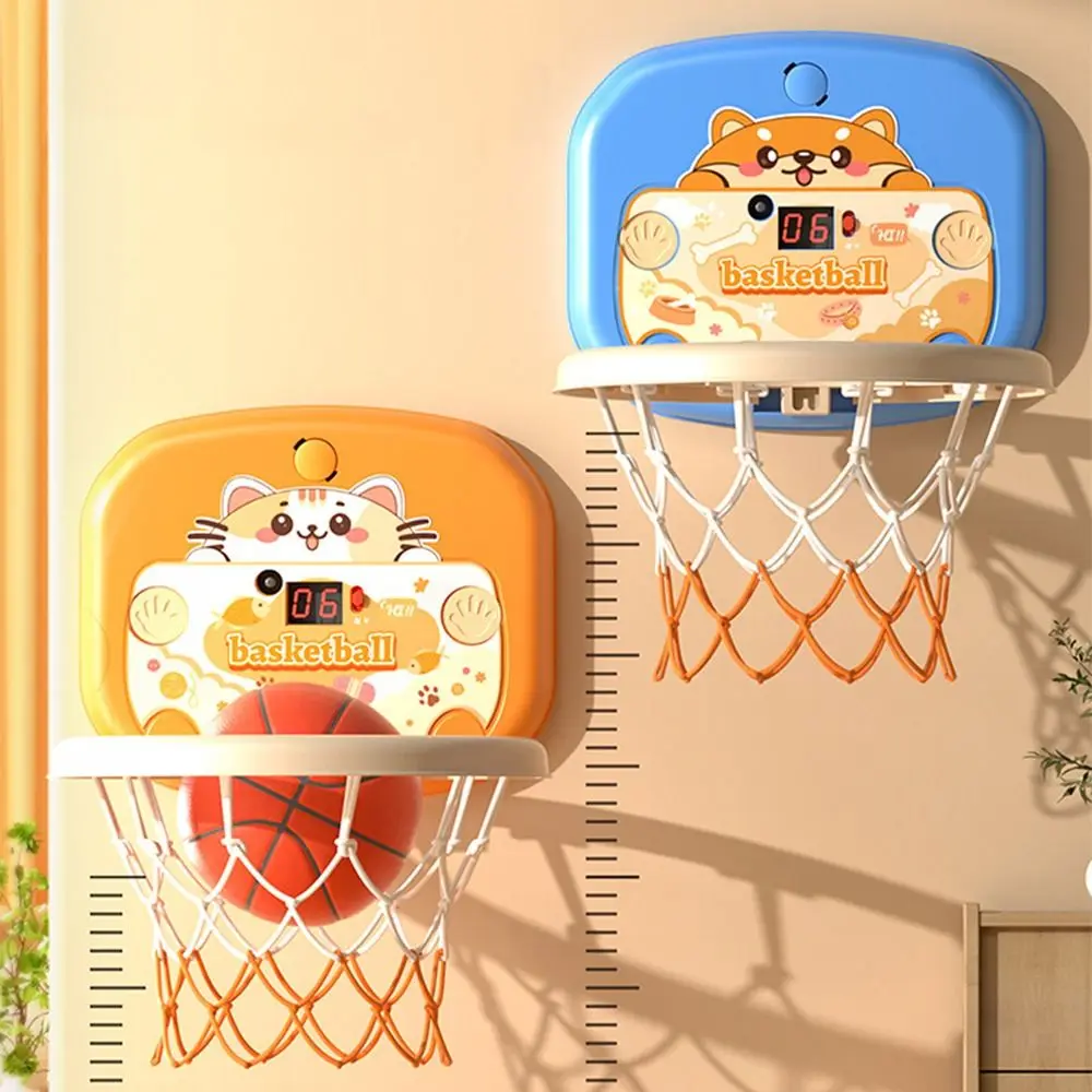 Foldable Baby Basketball Toy Set Scorable Scoreboard Cartoon Animal Toddler Basketball Hoop Inflatable Ball