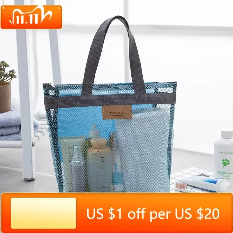 

Дорожная пляжная сумка, сумка для хранения, портативная сетчатая уличная сумка для мытья, плавания, дорожная сумка, сумка для ванной комнаты, женская косметичка, Органайзер