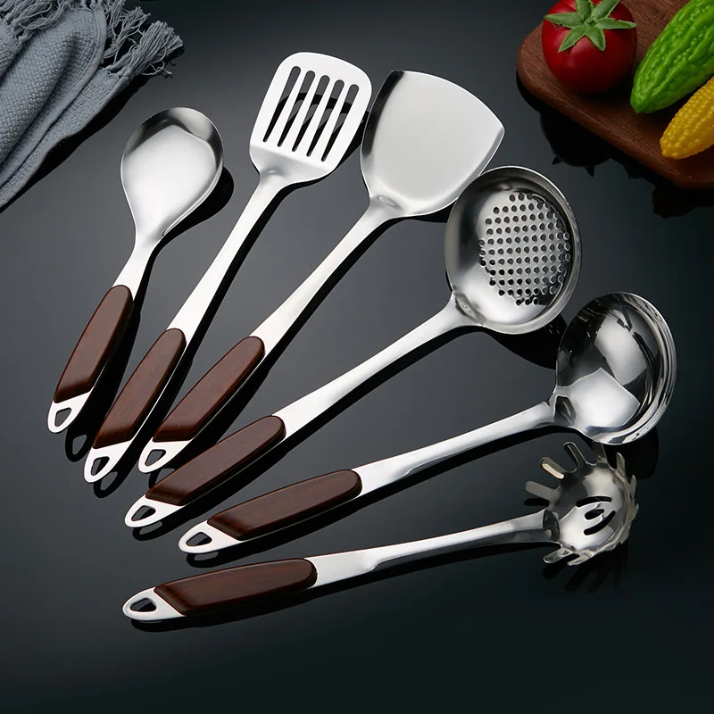 1PC Household Stainless Steel Spatula Spoon Shovel Colander Rice Soup Spoon Cookware Accessories Kitchen Items Kitchen Utensils