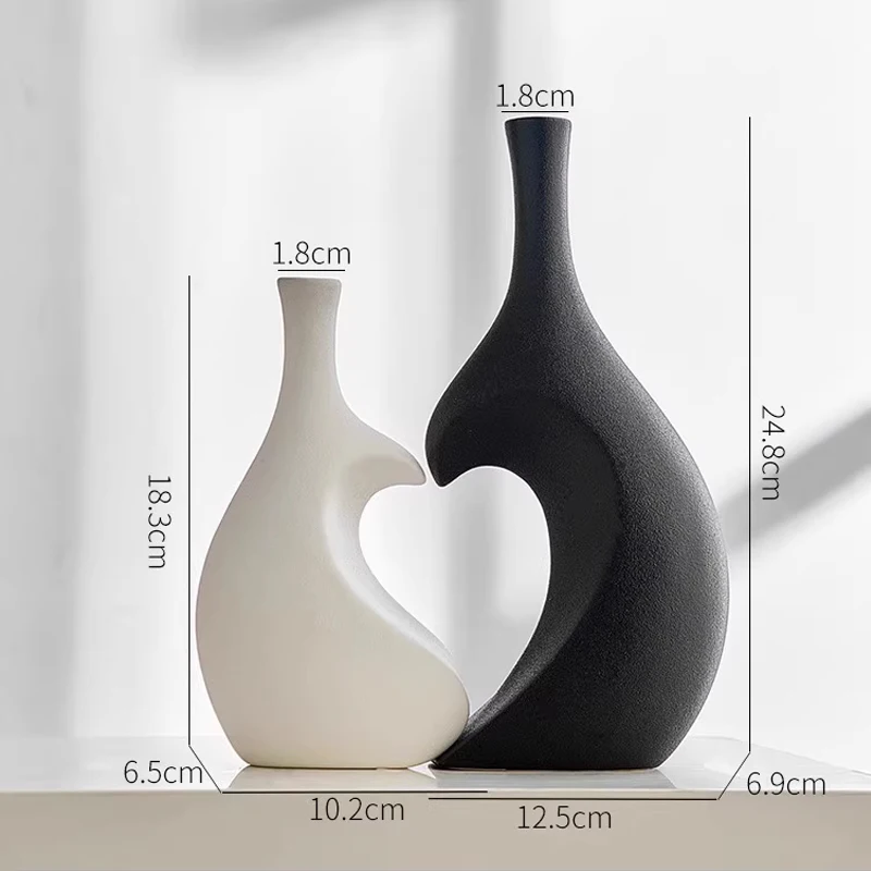 Nordic Ceramic Irregular Shape White Vase, Home Dining Table Living Room Bedroom Office Decoration Accessories, Flower Ware, 1Pc