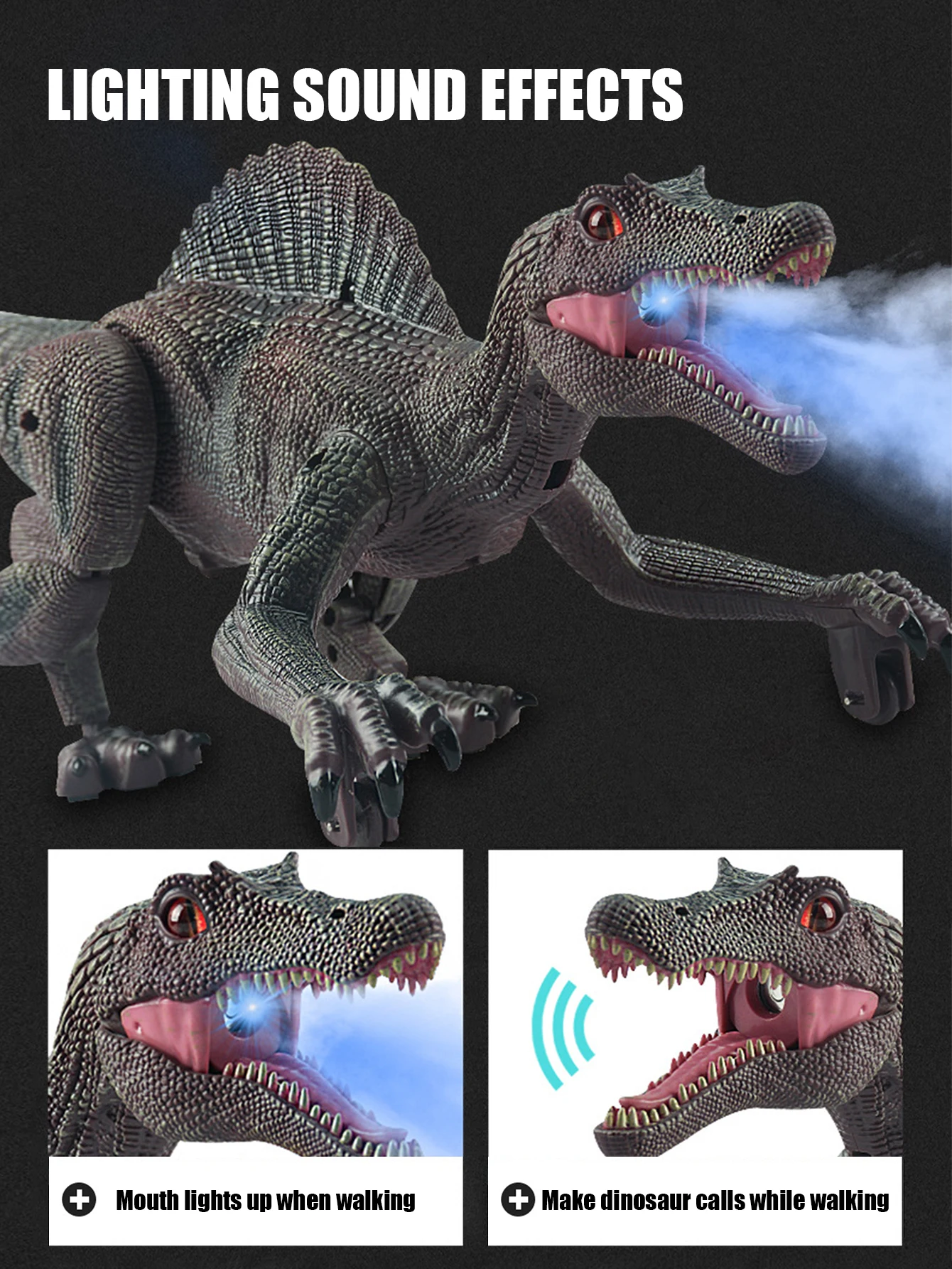 2in1 Five Way Infrared Tracking Chasing Light Remote Control Spray Dinosaur Spray Sound Light Red Birthday Gift For Boys