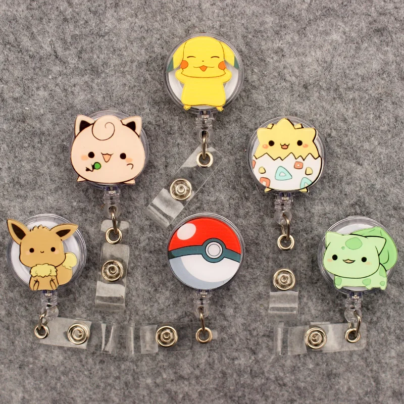 Cute Pokemon Smaill Size Acrylic 60cm Retractable Badge Reel Nurse Doctor  Student Exhibition ID Card Clips Badge Holder