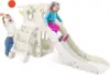 Kids Slide L-Shaped, 5 in 1 Slide Climber for Toddler, with Ball & Hoop,Storage Space and Non-Slip Steps,In/Outdoor Baby Playset 3
