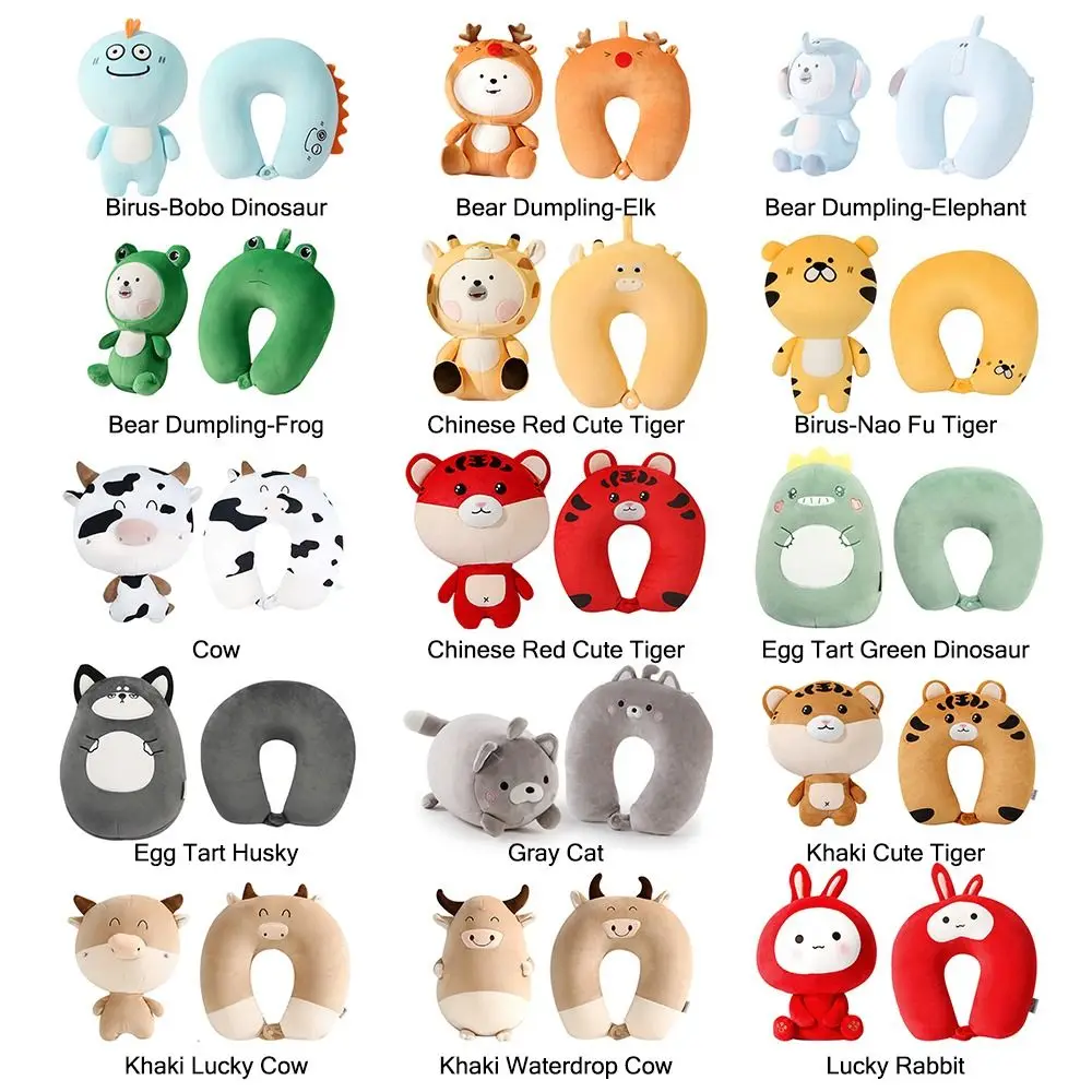 Cute Multifunctional Changable Cartoon Cervical Fluffy Pillows U Shaped Travel Pillow Penguin Whale Protection Neck 6