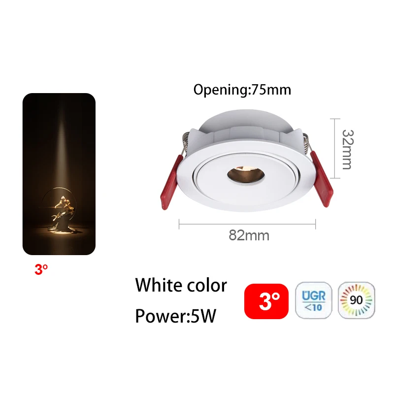 White 5W 3 degree
