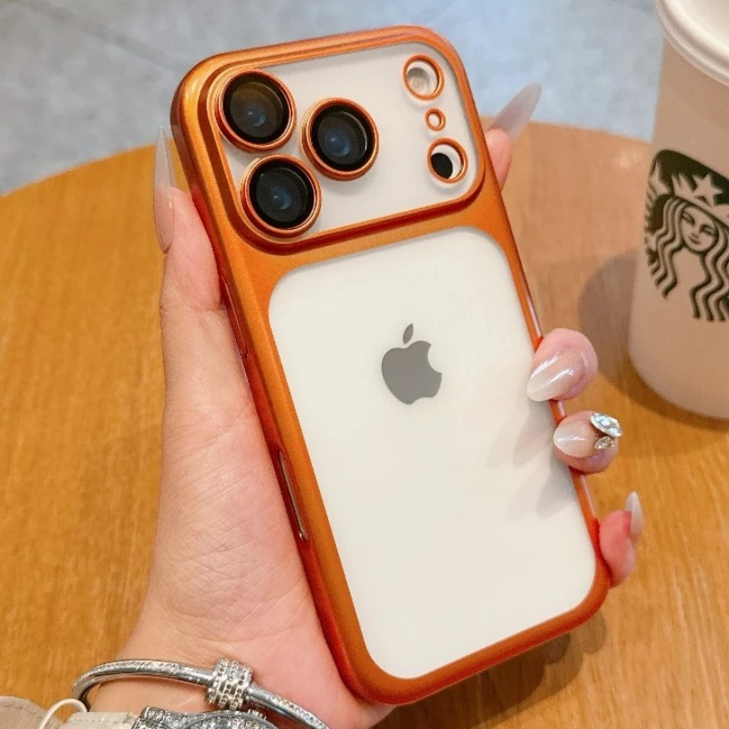 Sleek Transparent Phone Case with Plating Frame and Anti-Fall Protection