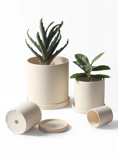 Ceramic Flower Pot Biscuit with Holes Vase Cultivation Succulent Plants Outdoor Garden Plant 3