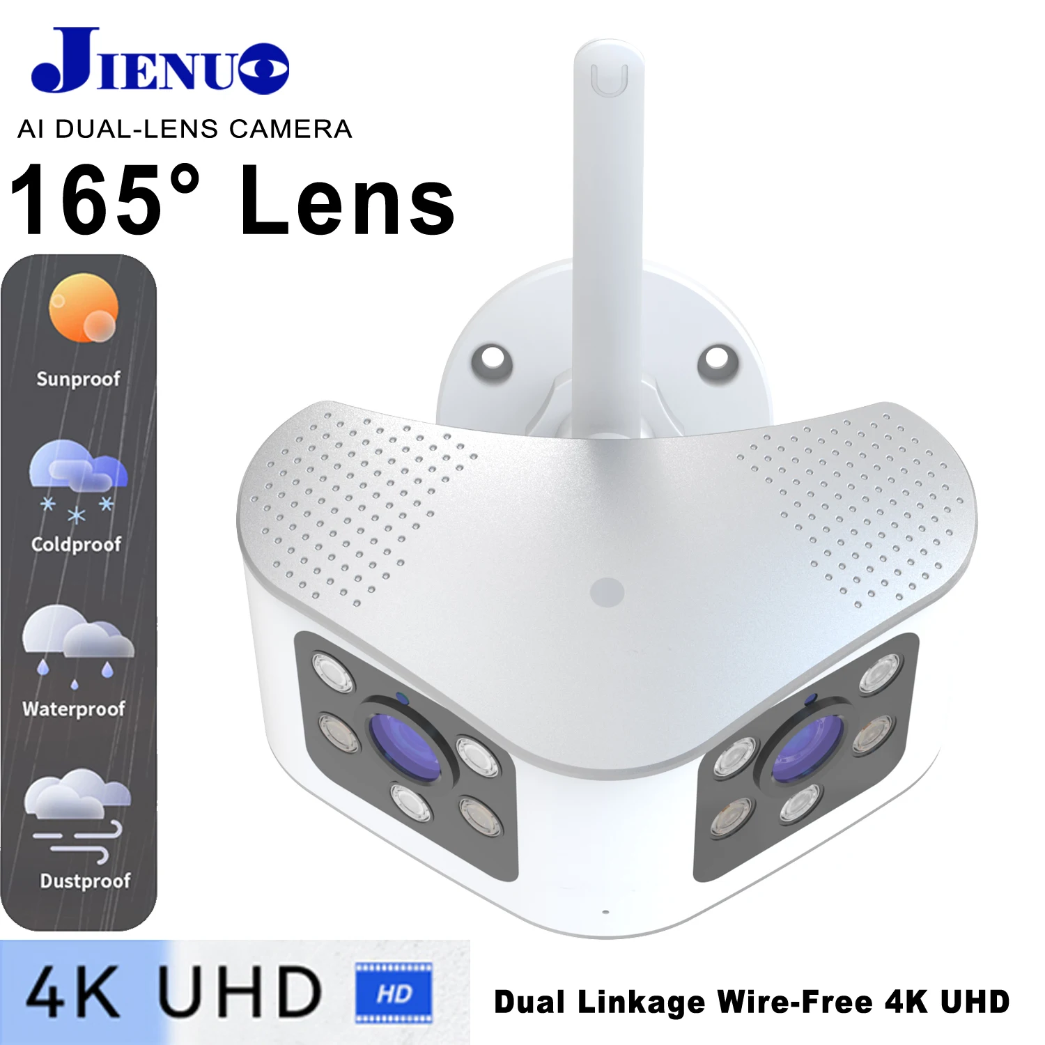 

JIENUO 4K Panorama Wireless Camera Dual-lens IP Cctv Security Surveillance Full Color Night Vision Wifi Two Way Audio Home Cam