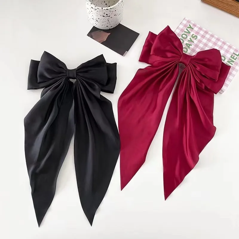 Elegant Solid Color Bow Hair Clip - Stylish Ribbon Accessory
