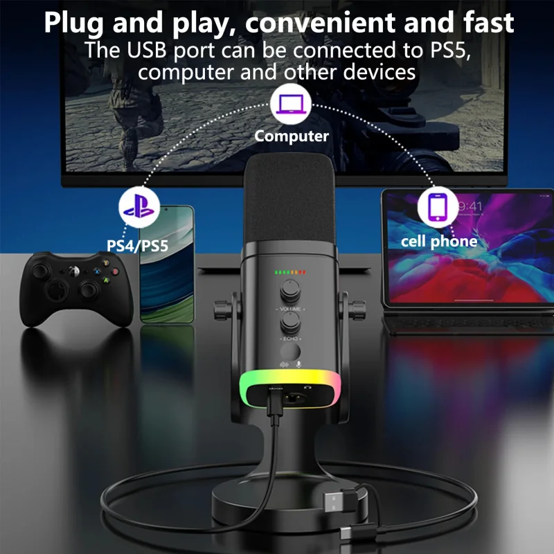 KSH3 USB 오디오 인터페이스 사운드 카드 (RGB 조명 포함) 팟캐스트 녹음 스트리밍 휴대폰 PC용 (신제품)