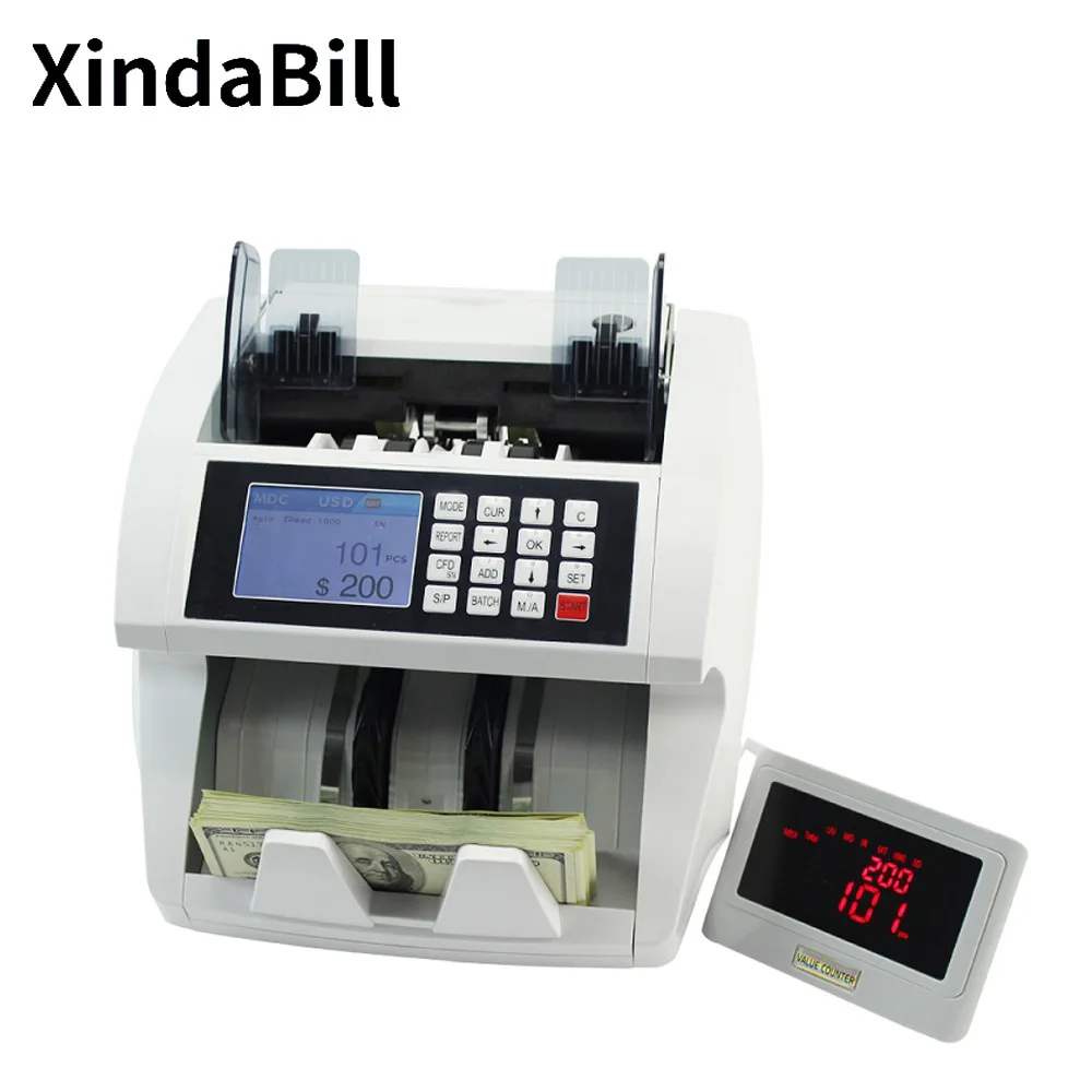 

Xindabill XD-880 Money Counter Multi-Currency Detecting Add to Bill Counting Machine Bank Supermarket Use USD EUR GBP