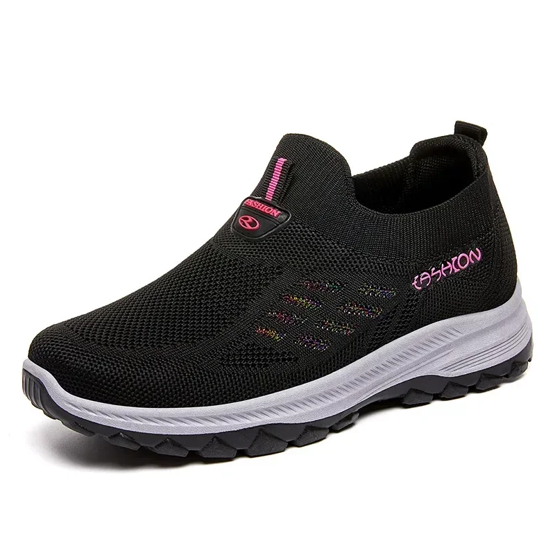 Spring New Women's Flat Shoes Breathable High Heels Casual Shoes Lazy Soft Bottom Hiking Mom's Women's Shoes 3