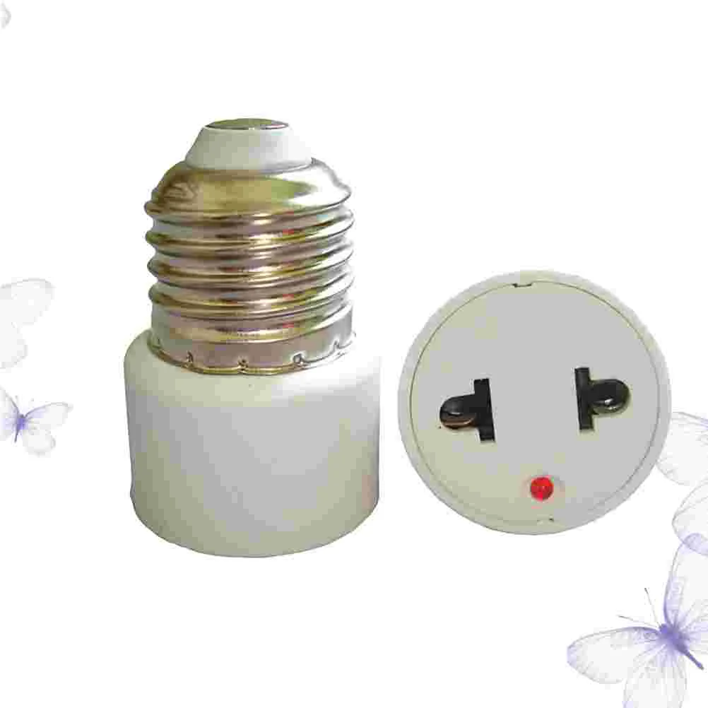 

2 Pcs Socket Travel E27 Base Lamp Bulb Adapter European Converter Hole Flat to US Plug Ligth