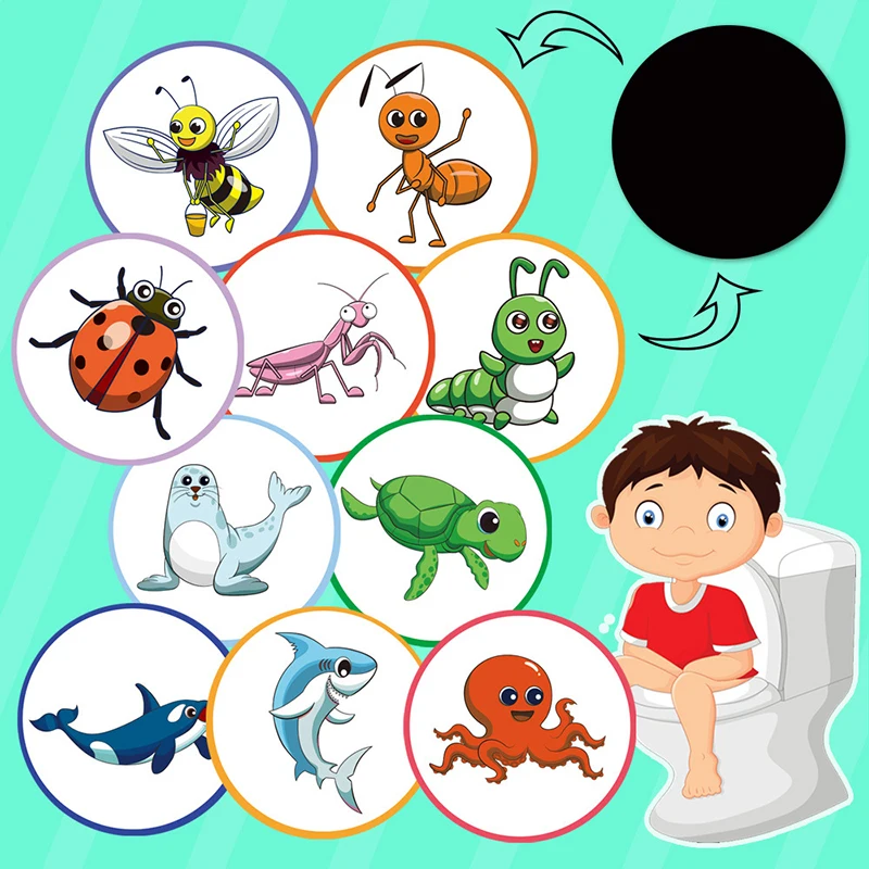Color Changing Toilet Sticker Thermochromic Toilet Stickers Urinal Training Waterproof Color Change Sticker Kid Potty toilet stickers toilet wall stickers toilet seat stickers