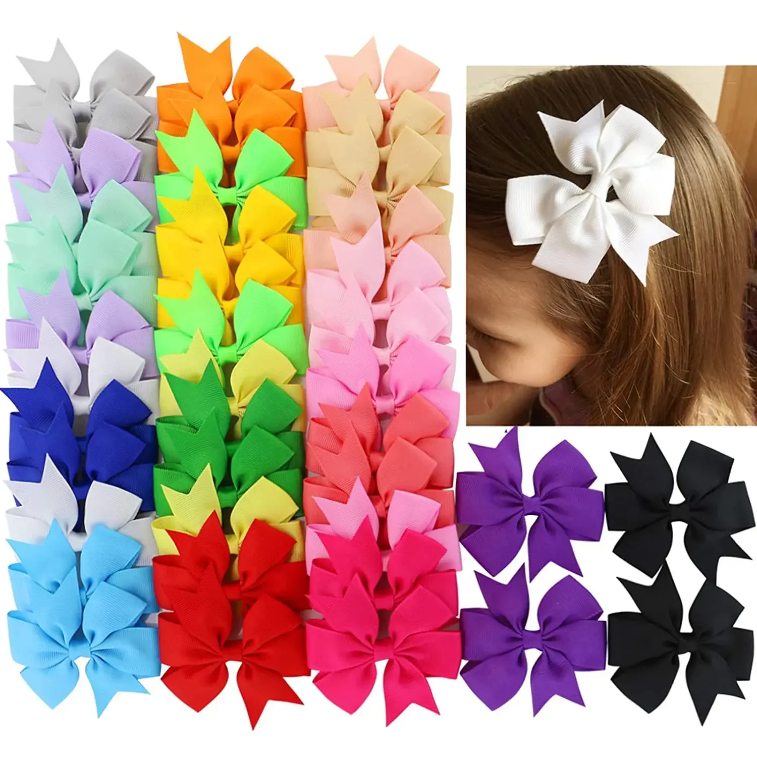 Vibrant Solid Grosgrain Ribbon Hair Bows for Girls - Boutique Hair Clips & Accessories