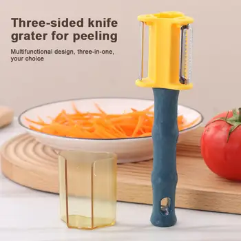 Household Kitchen Three in One Storage Fruit Peeler Stainless Steel Scraper Vegetable Fruit Scraper Kitchen Tool Accessories New 2