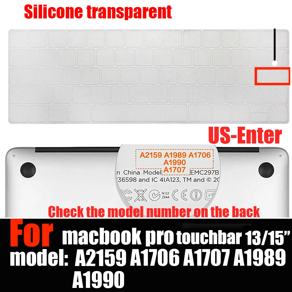 Premium Silicon Keyboard Cover for MacBook Pro Touch Bar - Soft & Durable Protection
