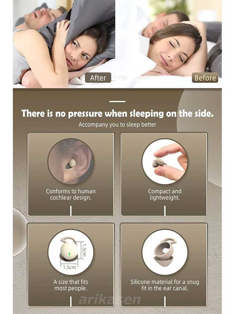 2026 NEW Deep Sleep Earbuds Ultra Thin for Side Sleepers Invisible Noise Cancelling for Rest Wireless Comfortable Earphones