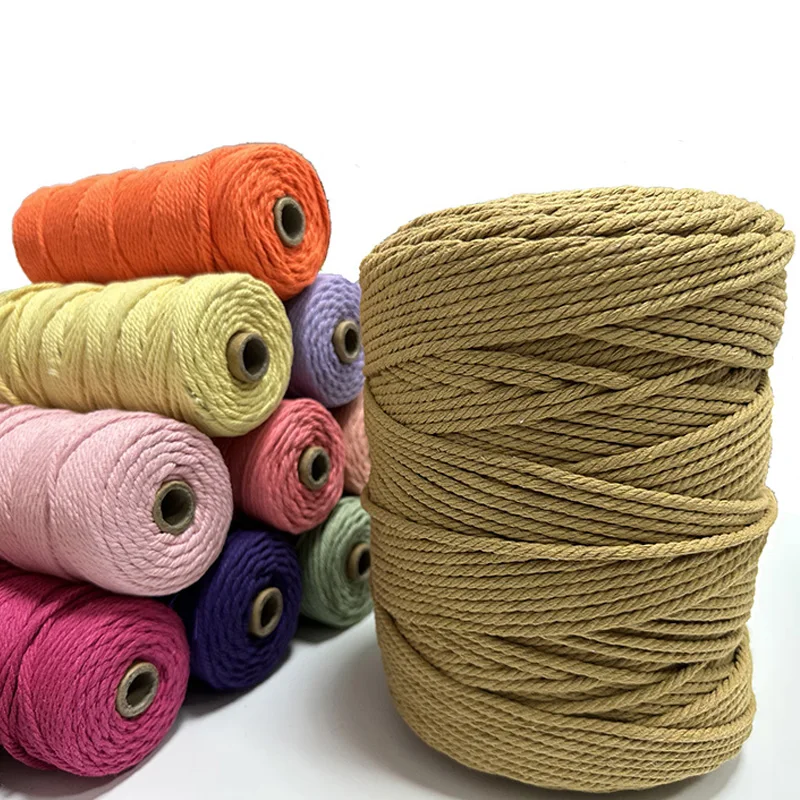 Macrame Cord 4/3mmx328Yards Beige Macrame Rope Cotton Cord Wall Hanging Plant Hangers Crafts Knitting Christmas Wedding Decor macrame cord