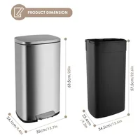 Stainless Steel Garbage Can with Silent Lid, Durable Pedal & Inner Bucket, Pedal Garbage Bin for Kitchen Inside Outside 2