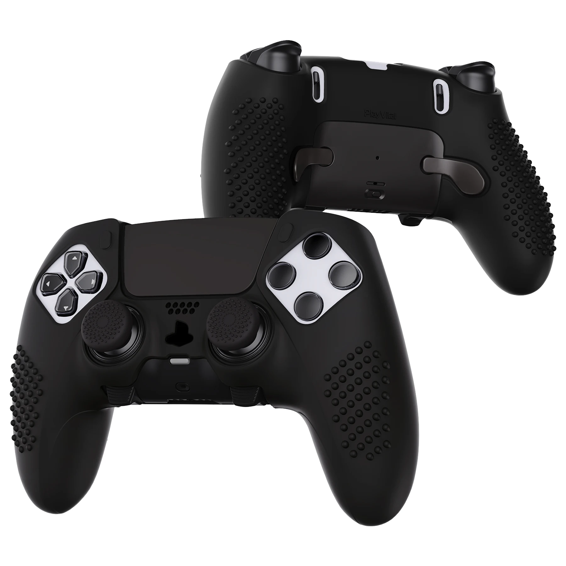 

PlayVital 3D Studded Edition Black Anti-Slip Silicone Cover Skin for ps5 Edge Controller Case with 6 Thumb Grips