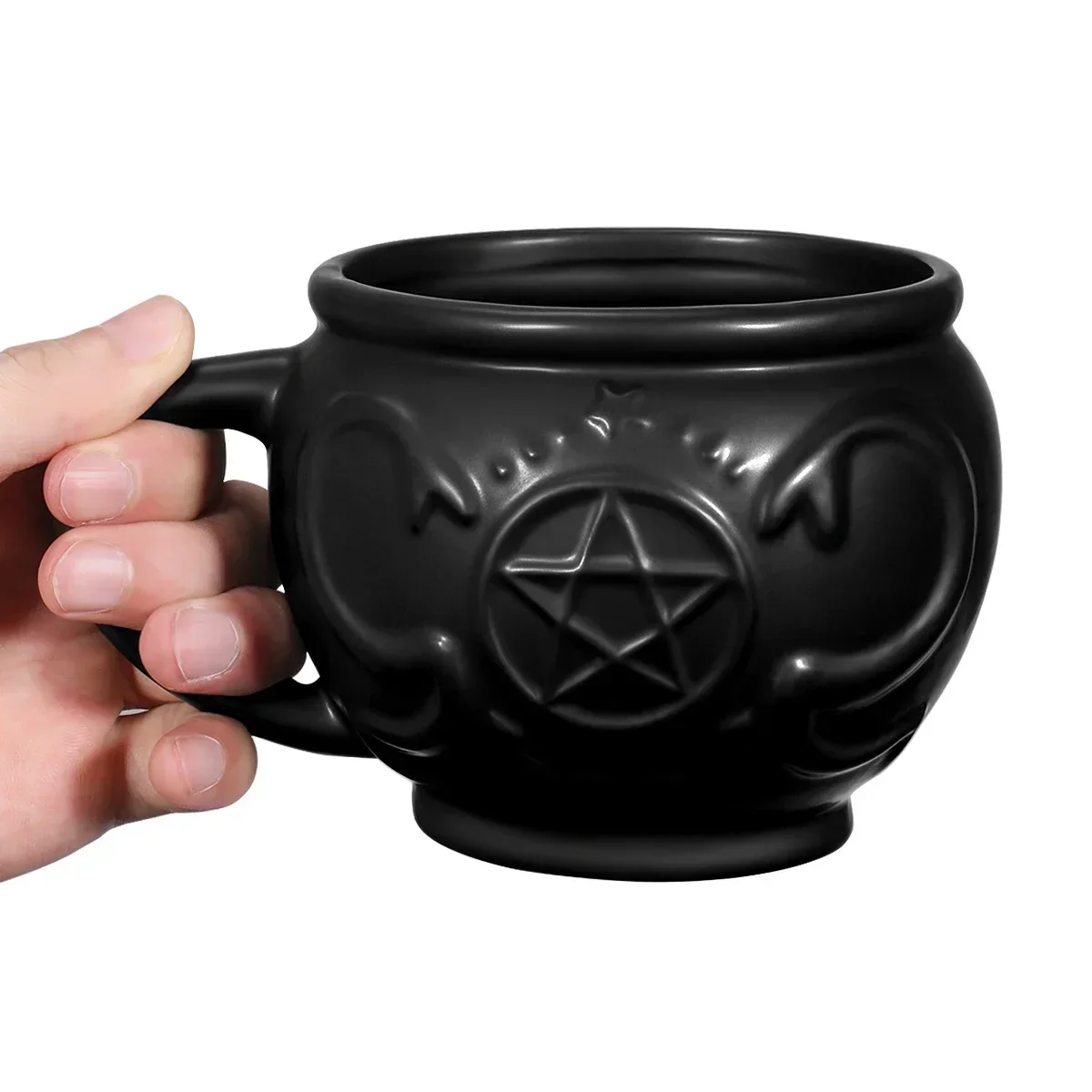 

520ml Cauldron Mug Unique Halloween Coffee Mug Witches Gift Ceramics Tea Cup for Halloween Banquet Festival (Black)