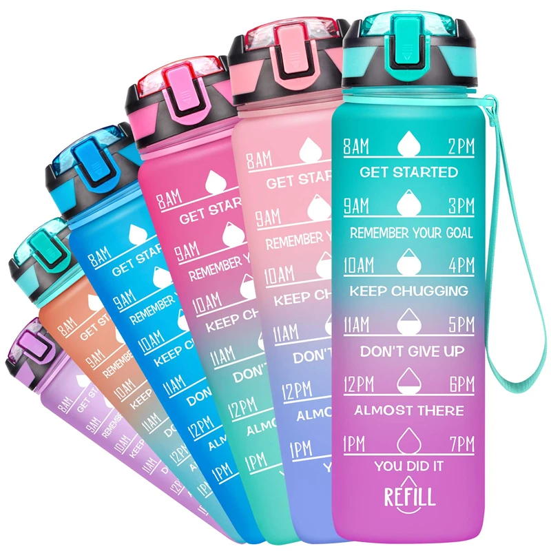 32OZ Portable Sports Water Bottle with Time Marker Leak-proof Cup for Outdoor Sport Fitness BPA Free water bottle sports water bottle sports bottle