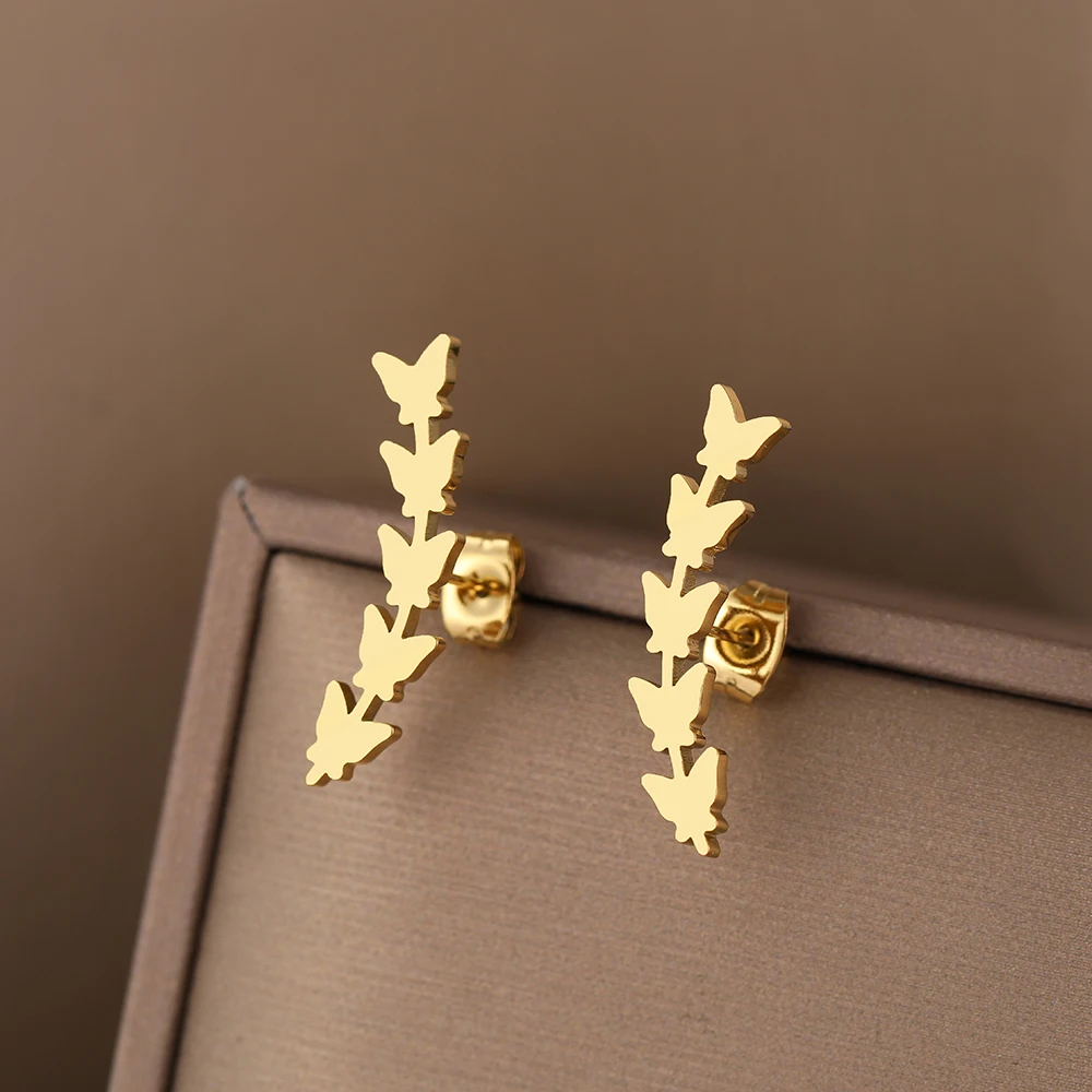 Stainless Steel Earrings Delicate Butterfly Accessory Charms Trend Fine Fashion Stud Earrings