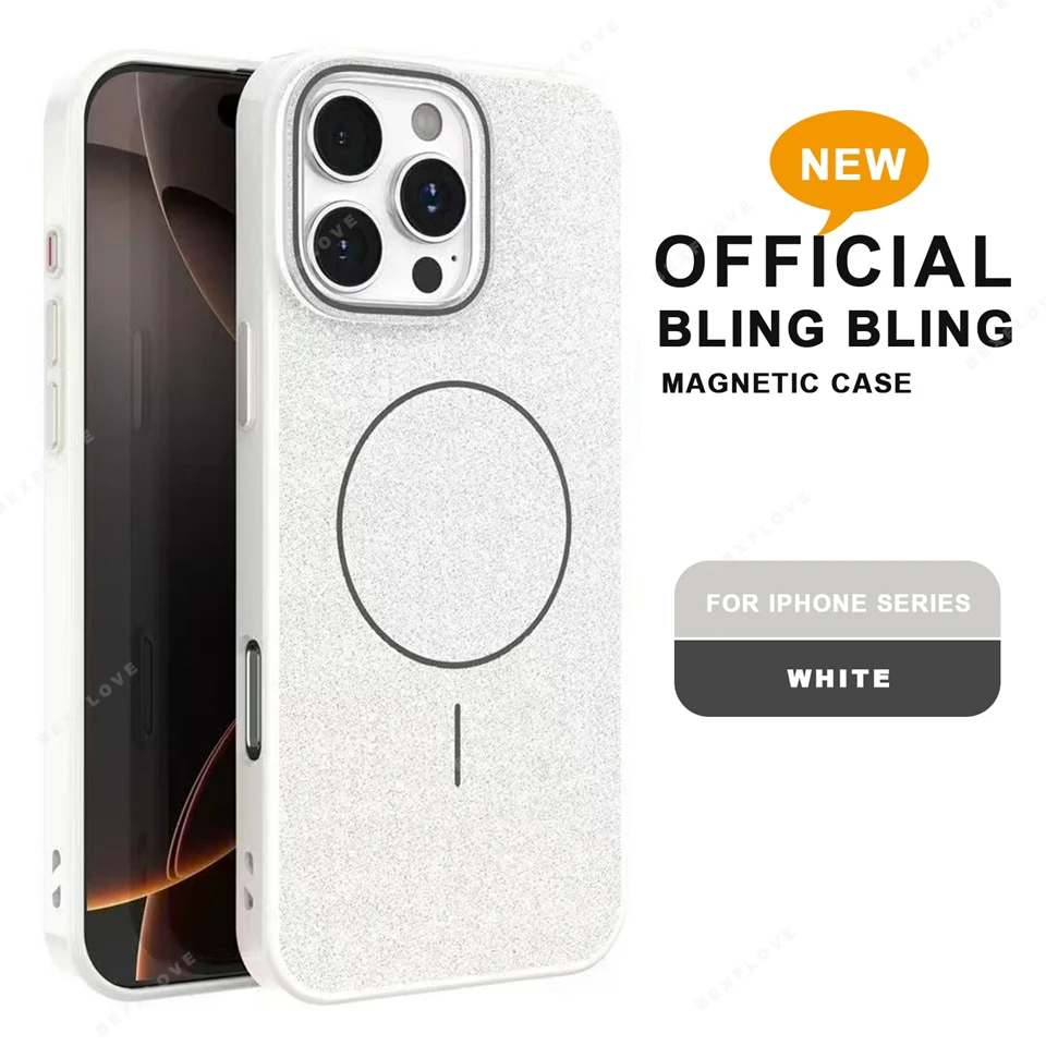 Luxury Magnetic Glitter Phone Case with Wireless Charging & Shockproof Protection