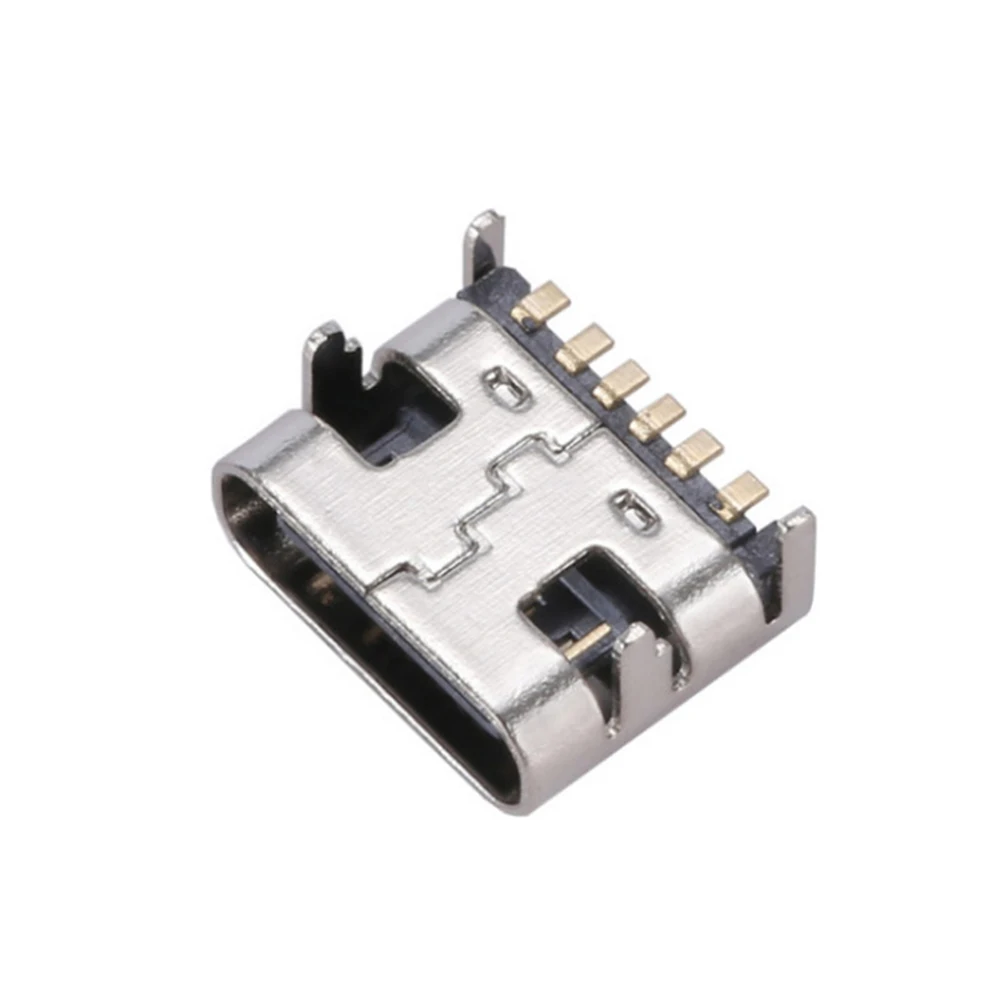 

50pcs 6 Pin SMT Socket Connector Micro USB Type C 3.1 Female Placement SMD DIP For PCB Design DIY High Current Charging