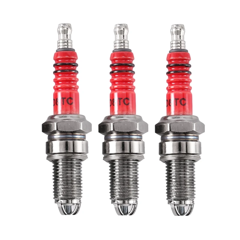 3Pcs D8Tc 3 Candela Per Elettrodi, Candela Da Corsa Con 3 Elettrodi Per Cg 125 150 200Cc Cf250 Moto Scooter Atv Quad