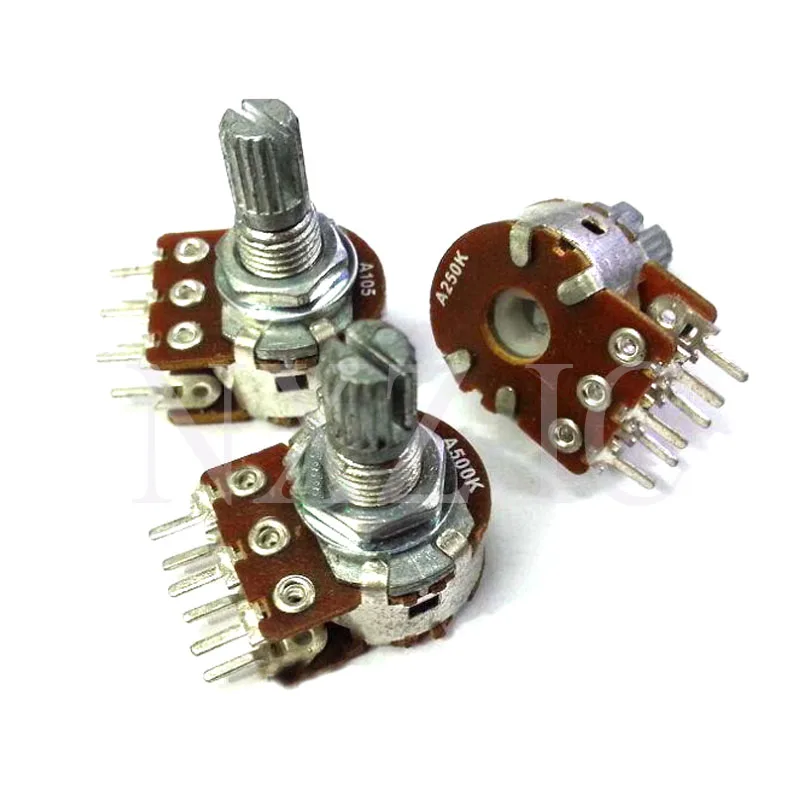 

1pcs 3/6 pin class A potentiometer, made in taiwan, single/dual PCB, foot resistance value, A10K A25K A50K A100K A250K A500K A1M