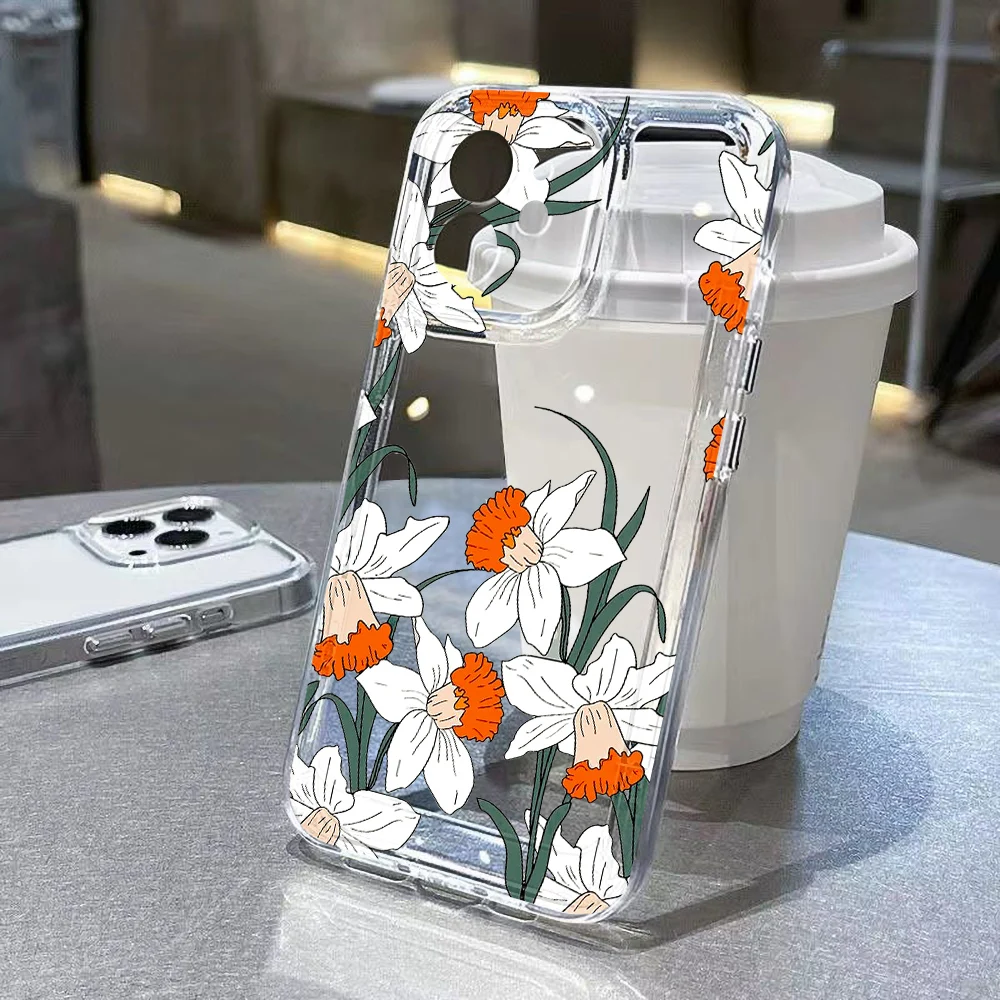 thumbnail image 1 of Funda transparente con flores rosas para iPhone 11, 12, 13, 14, 15, 16 Pro Max, 7, 8 Plus, X, XS, XR, SE 2020, 2022, carcasa trasera de silicona suave transparente, 1 of 4